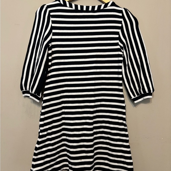 MONTEAU Striped Skater Style Dress with Puff Sleeve Detail - Picture 2 of 4